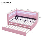 Upholstered Platform Bed with USB Ports & LED Lighting - Full/Twin Size Bed Frame with 2 Storage Drawers - Modern Bedroom
