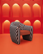 Striped Velvet Satin Sculptural Armchair