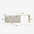 55.2-inch white corner desk with 6 drawer storage