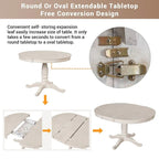 42-54 Farmhouse Round Extendable Dining Table for 4