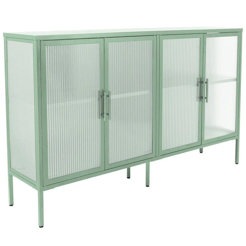 Metal Tempered Glass Cabinet with Adjustable Shelf