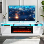 80 2 Tier TV Console Stand for TVs Up to 90,with 36 Electric Fireplace