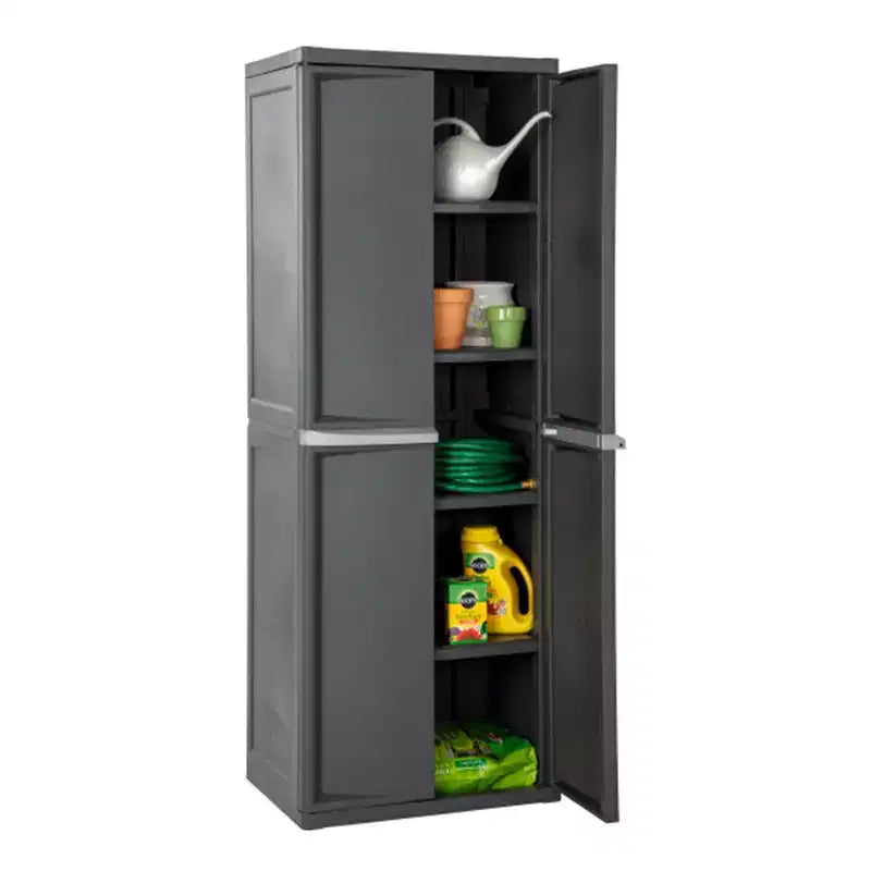 Sterilite 2 Pack Adjustable 4-Shelf Garage Storage Cabinet Bin Organizer, Gray