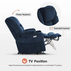 MCombo Large-Wide Dual Motor Power Lift Recliner with Massage and Dual Heating for Big and Tall Elderly, Fabric R7635