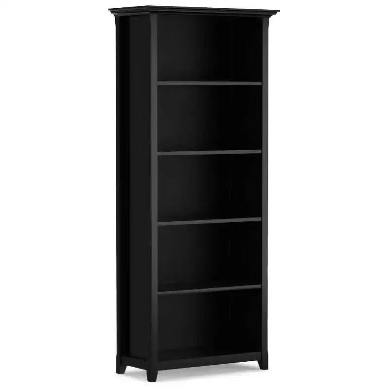 70 Five-Shelf Solid Wood Bookcase - Lacquered Pine, 4 Adjustable Shelves