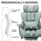 Efomao Ergonomic Desk Office Chair 400LBS, Big and Tall PU Leather Computer Chair, Executive Desk Chair with Footrest and Lumbar Support