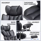 Efomao Ergonomic Desk Office Chair 400LBS, Big and Tall PU Leather Computer Chair, Executive Desk Chair with Footrest and Lumbar Support