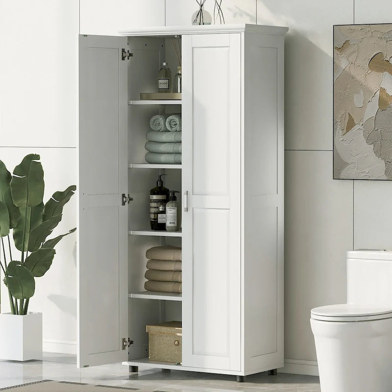 Storage Cabinet with Two Doors for Bathroom,Adjustable Shelf, MDF Board