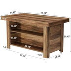 Lantine 55 Inches Kitchen Island with Storage, 3-Tier Wooden Stationary Island Table, Modern Bar Table with Storage Shelf for Kitchen, Rustic Brown
