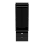 18.9  Modern Double-door Armoire with Two Bottom Drawers and Hanging Rod for Bedroom