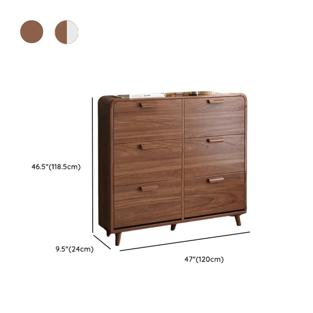 Traditional Hidden Adjustable 3 Tiers Solid Wood Shoe Cabinet