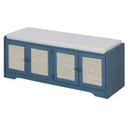Whisen Rustic Wood Storage Bench, Entryway Shoe Bench with Removable Cushion, Adjustable Shelves