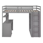 CLIHOME Full size Loft Bed with 3 Storage Drawers, Desk and Wardrobe