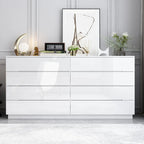 63 High Gloss Dresser With Light Chest w/8 Drawers&Spacious Tabletop
