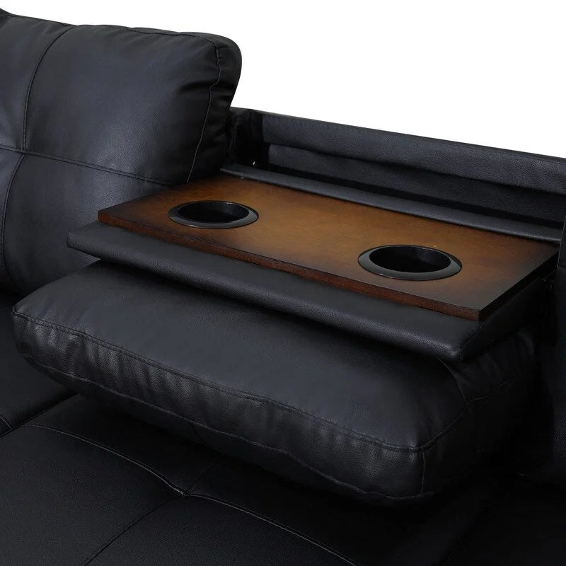 Modern 3-Piece Black Faux & Synthetic Leather Sofa Set: Sleek Style for Living Rooms