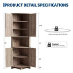 64.8 Tall Corner Cabinet with Doors, Brown Farmhouse Corner Storage Cabinet, Freestanding Corner Pantry Cabinet with Adjustable Shelves