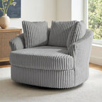 DREAMSIDEA Recessed Arm Slipcovered Swivel Barrel Chair