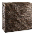 Casafield 2-Section Laundry Hamper with Lid and Removable Liner Bags, Woven Water Hyacinth Laundry Basket Sorter for Clothes