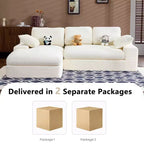 Clihome Corduroy Compressed Sofa - Soft Skin-Friendly with 3 Back Cushions & 2 Throw Pillows