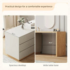 55.2-inch white corner desk with 6 drawer storage