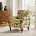Araceli Traditional Wooden Upholstered Floral Armchair with Wingback and Nailhead Trim| ART OF LIVING DESIGNS