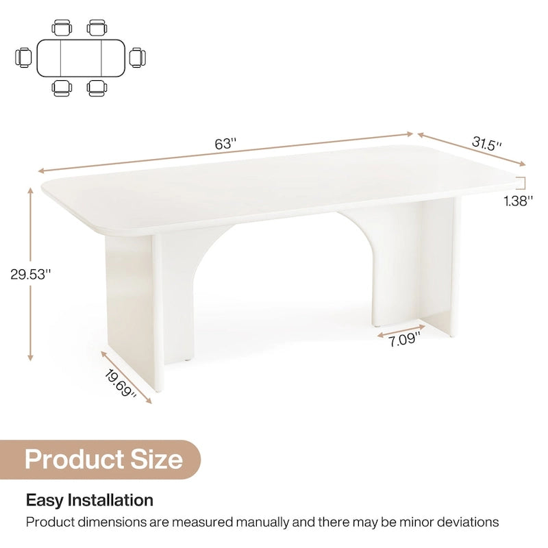 63-in Large Dining Table for 4-6 People, Modern Rectangle Kitchen Table