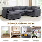 Modern 113.4D*79.13W Oversized Corduroy Modular 5-Seat Sectional Sofa Set with Ottoman U Shaped Sofa Couch with Corner Sofa,HYLEORY