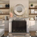 35x35 Wooden Wall Mirror with White Wash Effect Cream - Olivia & May: No Assembly, MDF Frame, Indoor Use