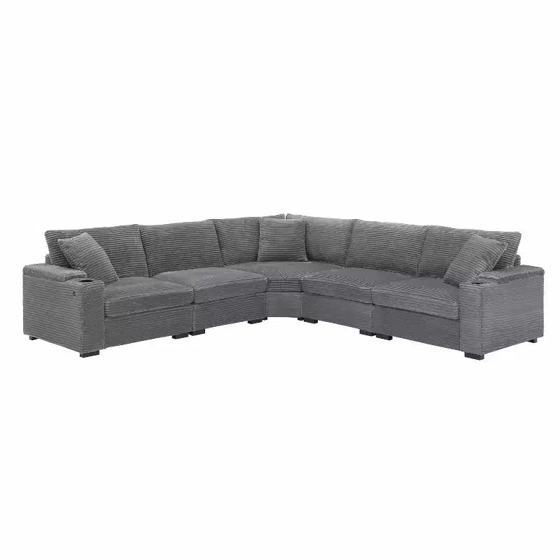 106 Convertible L Shaped Sectional Sofa Corduroy Corner Couch with Armrest Storage Cup Holders USB Charger Oversized Comfy Modular Sofa