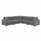 106 Convertible L Shaped Sectional Sofa Corduroy Corner Couch with Armrest Storage Cup Holders USB Charger Oversized Comfy Modular Sofa