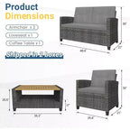 Heynemo 4-Piece Patio Furniture Set, All Weather Wicker Patio Conversation Seating Sets with 2-Tier Coffee Table, Outdoor Sofa Couch