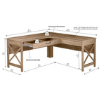Alaska Modern Farmhouse L-Shaped Desk with Drawer