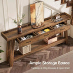 Lantine 2-Tier Sofa Table with 3 Drawers, 70.9 Console Table with Raised Baffle and Storage Shelves for Living Room, Hallway, Entryway