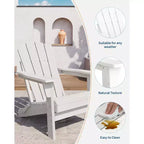 Folding Adirondack Chairs Set of 2 with Side Table, HDPE Plastic Wood Texture, 380lbs Capacity,Weather Resistant Outdoor Set for Patio, Deck,Fire Pit
