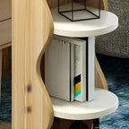 Modern Black-White Wooden Asymmetrical Shelves Bar Tables