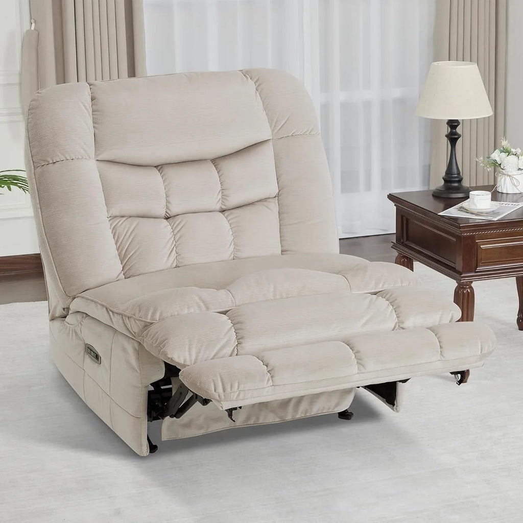 MCombo Oversized Dual Motor Armless Power Rocker Recliner Chair, Zeroarms Recliner Perfect for Living Room Fabric PR607