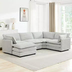 Modern 113.4D*79.13W Oversized Corduroy Modular 5-Seat Sectional Sofa Set with Ottoman U Shaped Sofa Couch with Corner Sofa,HYLEORY