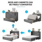 Mixoy Murphy Bed Cabinet Bed Chest with Mattress & Drawer