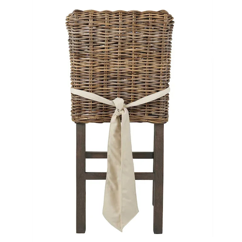 Grey Wash Rattan Cushioned Stool by East at Main