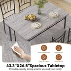 Dyonery Rectangular Dining Table Set for 4,5-Piece Kitchen Table and 4 Chairs,Dining Room Table Set,Space-Saving Kitchen Table Set for Small Space