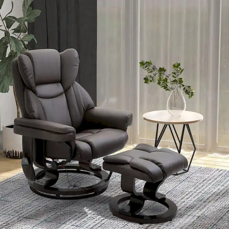 HOMCOM Massage Recliner Chair with Ottoman Footrest