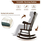 Costway Set of 2 Wood Rocking Chair Glossy Finish White\ Coffe