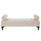 Modern End of Bed Bench for Bedroom, Velvet Upholstered Window Bench with 2 Detachable Pillows for Living Room or Entryway-Panipeachy