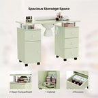 42.5 in. White MDF 3-Drawer Manicure Table Nail Desk with Storage, Doors, Electric Dust Collector