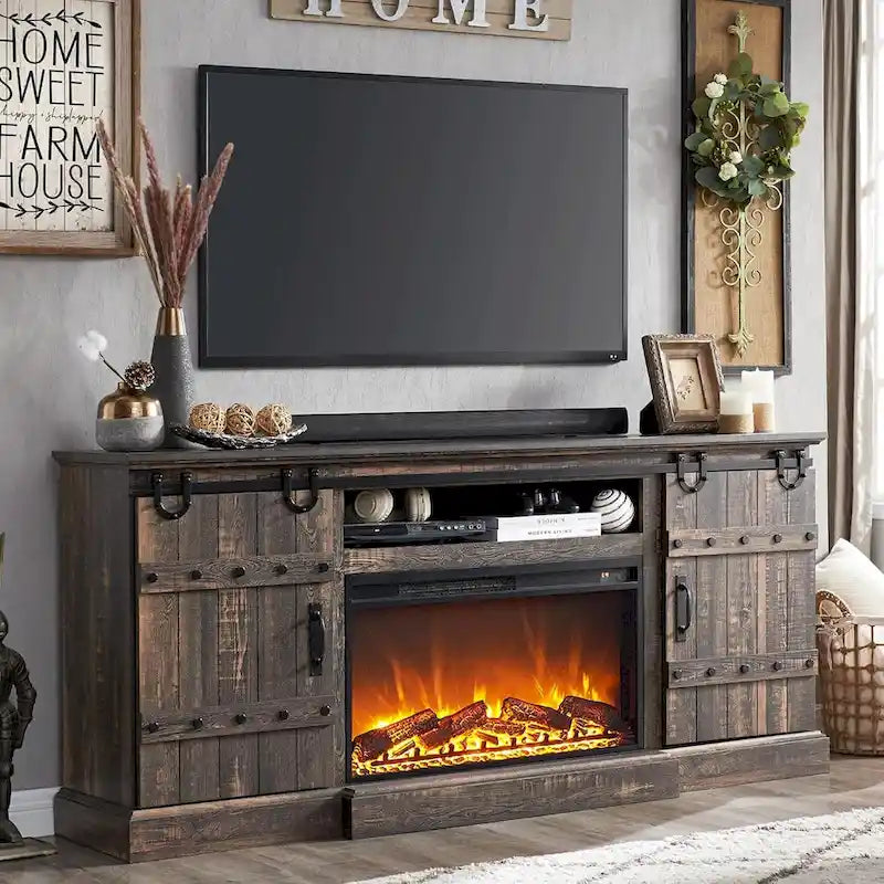 Farmhouse Fireplace TV Stand, Entertainment Center, Media Console