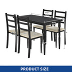 Moasis Farmhouse Dining Table Set with 4 Chairs Rectangular Dining Set Roman Column Style Kitchen