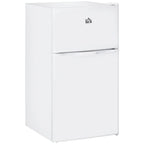HOMCOM Double Door Mini Fridge with Freezer, 3.2 Cu.Ft Compact Refrigerator with Adjustable Shelf, Adjustable Thermostat