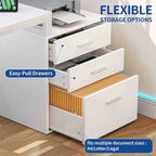 65 L-Shaped Corner Desk with RGB LED, Monitor Stand & Storage Cabinet â€?1-Person | White / Oak / Charcoal Grey / Black