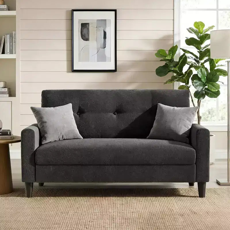 Dyonery 50 Loveseat Sofa, 2-Seater Love Seat for Office & Small Spaces, 24 Deep Seat, FSC Solid Wood Frame, Tool-Free Assembly