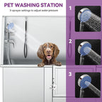 50 W Stainless Steel Adjustable Pet Grooming Tub with Steps Ramp